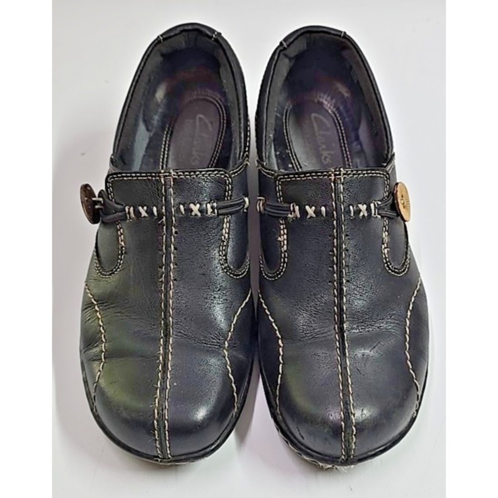 Clarks Bendables Womens Size 5M Black Leather Slip on Moccasin #35062 Loafers